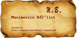 Maximovics Bálint névjegykártya